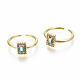 Brass Micro Pave Cubic Zirconia Cuff Rings RJEW-S045-039G-NR-2