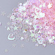 装飾アクセサリー  ポリ塩化ビニールのプラスチック製のスパンコール/スパンコールビーズ  混合図形  ピンク  1.5~6.5x1.5~7x0.4mm PVC-T005-091-2