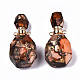 Pendentifs de flacons de parfum ouvrants en bronzite synthétique et jaspe impérial assemblés G-S366-060F-2