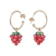 Boucles d'oreilles pendantes en perles de verre tressées et fraises EJEW-TA00142-2