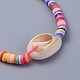Eco-Friendly Handmade Polymer Clay Heishi Beads Braided Bracelets BJEW-JB04318-05-3