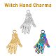 DICOSMETIC 24Pcs 3 Colors Witch Hand Charms Hand with Evil Eye Pendants Asymmetrical Golden/Rainbow/Stainless Steel Antique Hand Pendants for DIY Jewelry Making STAS-DC0013-12-3