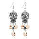 Alloy Skull Long Dangle Earrings with Synthetic Turquoise SKUL-PW0001-108A-01-1