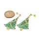 Boucles d'oreilles pendantes en forme d'arbre de Noël tressé en graines de verre EJEW-MZ00027-2