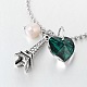 Heart Electroplated Glass Pendant Necklaces NJEW-JN01319-3