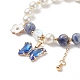 Bracelet extensible rond en perles de jaspe bleu naturel et de coquillages BJEW-TA00191-01-4