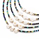 Collier coquillage et perles de verre pour femme NJEW-JN03910-1