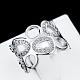 Laiton argenté zircone cubique anneaux de mariage pour les femmes RJEW-BB00709-8-3