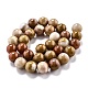 Chapelets de perles en bois pétrifié naturel G-O199-06D-3