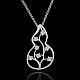 Посеребренной латуни кубического циркония цветок кулон ожерелье NJEW-BB11547-2