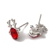 Christmas Deer Head Alloy Glass Stud Earrings for Women EJEW-E284-02P-2