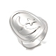 304 anillo abierto de acero inoxidable con forma de luna y estrella para mujer. RJEW-M149-29P-3