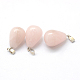 Colgantes de cuarzo rosa natural en forma de lágrima G-Q435-24-2