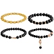 4 pièces 4 styles de citrine synthétique et de bracelets extensibles en jade mashan naturel sertis de perles de verre BJEW-SW00105-01-1