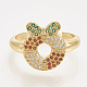 Ciondoli in ottone con zirconi cubici e orecchini a bottone e anelli regolabili set di gioielli SJEW-S043-15-2