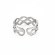 304 anillo de puño abierto hueco de rombo de acero inoxidable para mujer RJEW-S405-214P-2