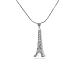 TINYSAND Sterling Silver Eiffel Tower with Rhinestone Pendant Necklaces TS-N153-S-18-1