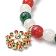 Эластичный браслет из смолы с круглыми бусинами и рождественскими подвесками из сплава эмали BJEW-JB09525-4