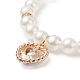 Braccialetto elasticizzato con perline rotonde in perle acriliche con ciondoli a cuore in strass in lega per donna BJEW-JB09232-01-3