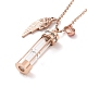 Glass Hourglass and Wing Urn Ashes Pendant Necklace with Rhinestone BOTT-PW0001-034RG-3