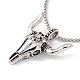 Alloy Bull Skull Pendant Necklace with 201 Stainless Steel Box Chains NJEW-E016-18AS-1