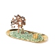 天然タイガーアイ金のなる木仏像彫刻セット香炉と富のためのトレイ上の天然グリーンアベンチュリン  がんばろう  ヨガ瞑想家の装飾  180x100x84.5mm DJEW-G027-19RG-05-1