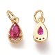 Brass Micro Pave Clear Cubic Zirconia Charms KK-F820-15A-G-2