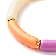 Bracelet extensible de perles de tube incurvé acrylique de couleur bonbon pour fille femmes BJEW-JB07296-5