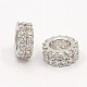 Brass Micro Pave Cubic Zirconia Beads Flat Round Spacer ZIRC-D026-07-2