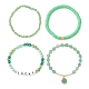 4 braccialetti elasticizzati con perline in vetro stile 4 e argilla polimerica con ciondoli a forma di trifoglio BJEW-TA00305-2