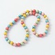 Children's Day Gift Dyed Drum Wood Beaded Kids Necklaces & Stretch Bracelets Jewelry Sets SJEW-JS00859-2