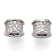 Rhodium Plated 925 Sterling Silver Micro Pave Cubic Zirconia Beads STER-T004-88G-2