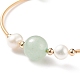Braccialetto con perline tonde in avventurina verde naturale e perle BJEW-JB08464-04-4