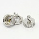 Brass Cubic Zirconia Spring Ring Clasps with Two Cord End Caps KK-A136-B01P-2
