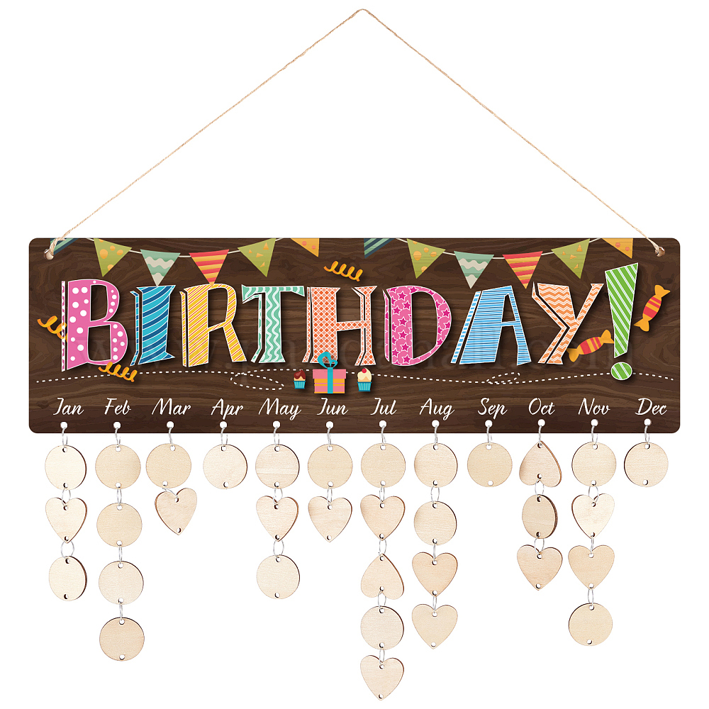 Shop CRASPIRE Birthday Board Plaque DIY Hanging Wooden Birthday ...