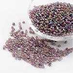 Granos redondos de la semilla de cristal, trans. colores del arco iris, rosa brumosa, tamaño: aproximamente 3 mm de diámetro, agujero: 1 mm, aproximamente 1102 unidades / 50 g
