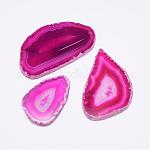 Ciondoli agata naturale , tinto, pepite, rosa caldo, 60~85x35~55x5mm, Foro: 2 mm