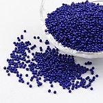 12/0 grade a perles d'espacement de graines de verre de peinture de cuisson, bleu minuit, 2x1.5mm, Trou: 0.7mm, environ 2840 pcs/50 g