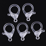 Plastic Lobster Claw Clasps, Clear, 35x24.5x6mm, Hole: 3mm