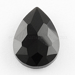 Diamante de imitación de cristal en punta, facetados, lágrima, negro, 18x13x6mm
