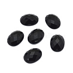 Cabochons de ágata negro naturales, facetados, oval, 20x15x5.5mm