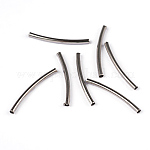 Brass Curved Tube Beads, Nickel Free, Platinum Color, Size: about 2mm in diameter, 25mm long, Hole: about 1mm