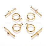 Brass Toggle Clasps, Golden Color, Ring: about 14mm wide, 18mm long, Bar: about 25mm long, 2mm wide, hole: about 2mm