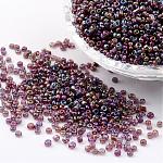 Round Trans. Colors Rainbow Glass Seed Beads, Misty Rose, 
Size: about 2mm in diameter, hole:1mm, about 3306pcs/50g