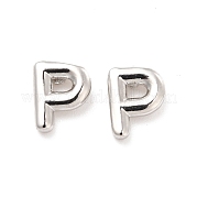 Messing aushöhlen Anfangsbuchstaben Ohrstecker für Frauen EJEW-A044-01P-P