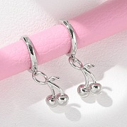 Латунные серьги-кольца с вишней EJEW-M077-19P-03