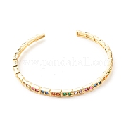 Красочный кубический цирконий открытый браслет-манжета BJEW-B054-18G