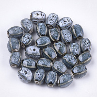 Handmade Porcelain European Beads, Large Hole Beads, Pearlized