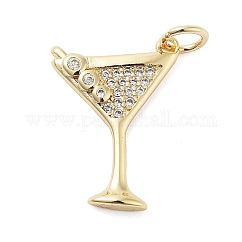 Gestell Messing micro ebnen Zirkonia Anhänger, cadmiumfrei und bleifrei, langlebig plattiert, Martini-Anhänger, Wein-Glas-Charme, mit Sprungring, echtes 18k vergoldet, 18x13x2 mm, Bohrung: 3.5 mm