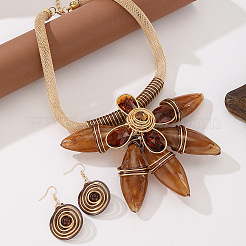 Conjunto de joyas llamativas de aluminio y resina con forma de flor&nbsp;WGDD658-02